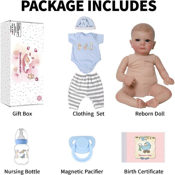 🆕 Brand New - 17-Inch Realistic Newborn Boy Soft Cloth Body Reborn Baby Doll - Picture 6 of 8